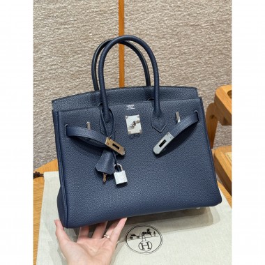 Hermes Birkin 25 / Birkin 30  in Togo Leather-Navy blue