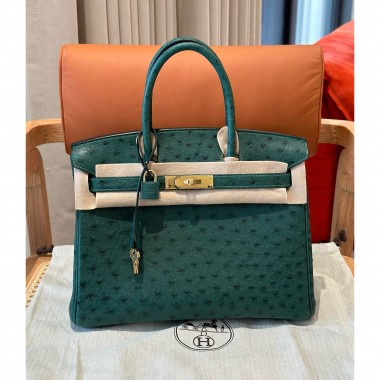 Pre-ordered Birkin 25 / 30  in Ostrich Leather- Malachite