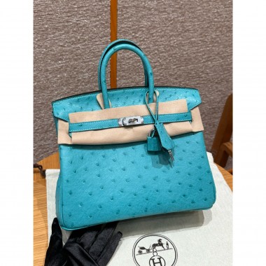 Pre-ordered Birkin 25 / 30  in Ostrich Leather- Bleu De Nord