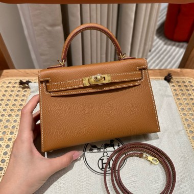 Hermes Mini Kelly Epsom leather-Brown