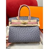 Pre-ordered Birkin 25 / 30  in Ostrich Leather- Grey/Pink