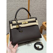 Hermes Kelly 35cm in Togo leather-Chocolate