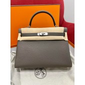 Hermes Kelly 35cm in Togo leather-Etain