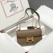 Hermes Constance Elan Shoulder Bag in Epsom Leather-Light Grey