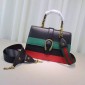   Dionysus large leather bag, black/green 