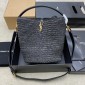 Saint Laurent LE 37 in Woven Raffia and Vegetable-Tanned leather