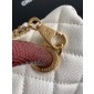 Chanel Small Coco Handle Bag-White with burgund lizard handle