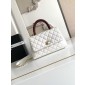 Chanel Small Coco Handle Bag-White with burgund lizard handle