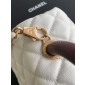 Chanel Medium Coco Handle Bag-White with Burgundy Lizard handle