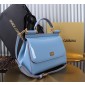 Authentic quality- Dolce Gabbana LargeSicily Handbag in polished calfskin -Light Blue