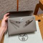 Hermes Kelly Pochette in Epsom Leather-Gris asphalte