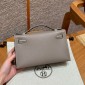 Hermes Kelly Pochette in Epsom Leather-Gris asphalte
