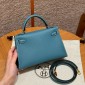 Hermes Mini Kelly Epsom leather-Blue jean
