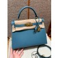 Hermes Kelly 25 / 28  in Epsom Leather-Blue jean