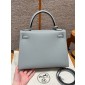 Hermes Kelly 25 / 28  in Epsom Leather-Blue glacier