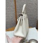 Hermes Kelly 25 / 28  in togo leather-Cream White