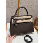 Hermes Kelly 25 / 28  in Epsom Leather-Chocolate